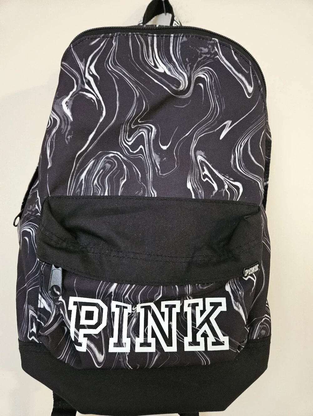 PINK Victoria's Secret Black Marble Logo Backpack, Small